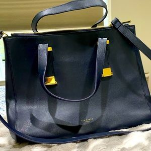 Ted Baker, oversized satchel, Navy Blue & Gold! Great condition.